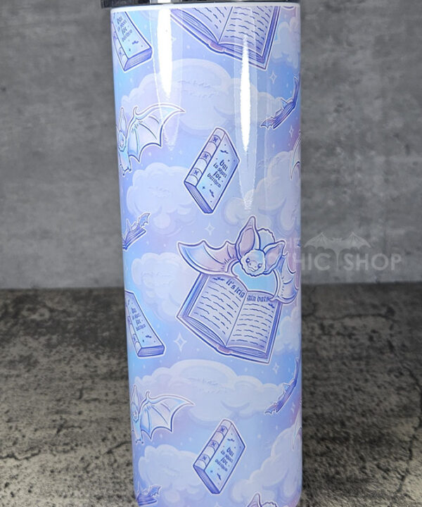 friggin bats & books pink & blue pastel gothic 20oz straight tumbler