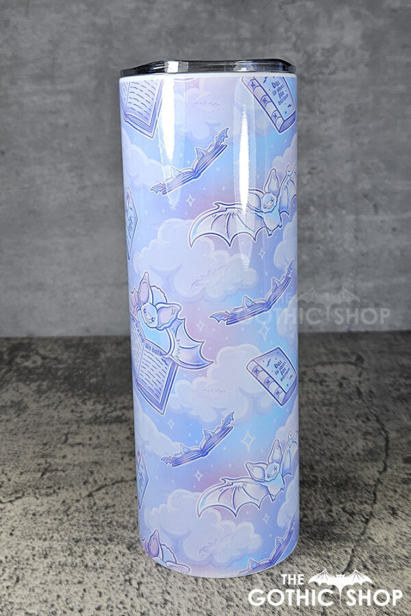 friggin bats & books pink & blue pastel gothic 20oz straight tumbler