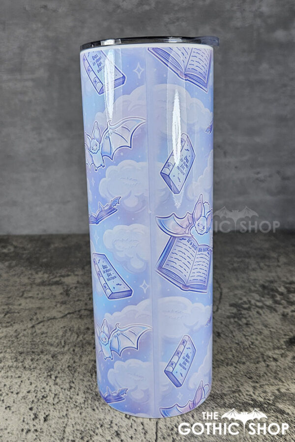 friggin bats & books pink & blue pastel gothic 20oz straight tumbler