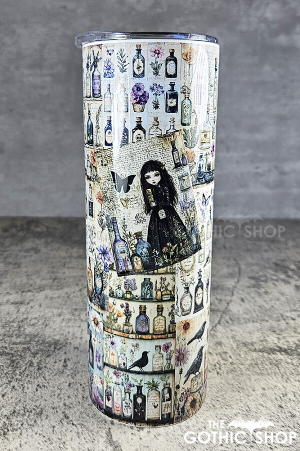 witch's apothecary potions & flowers light 20oz straight gothic tumbler