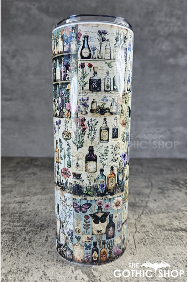 witch's apothecary potions & flowers light 20oz straight gothic tumbler