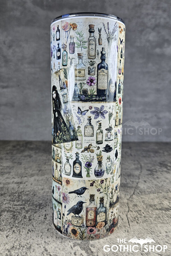 witch's apothecary potions & flowers light 20oz straight gothic tumbler