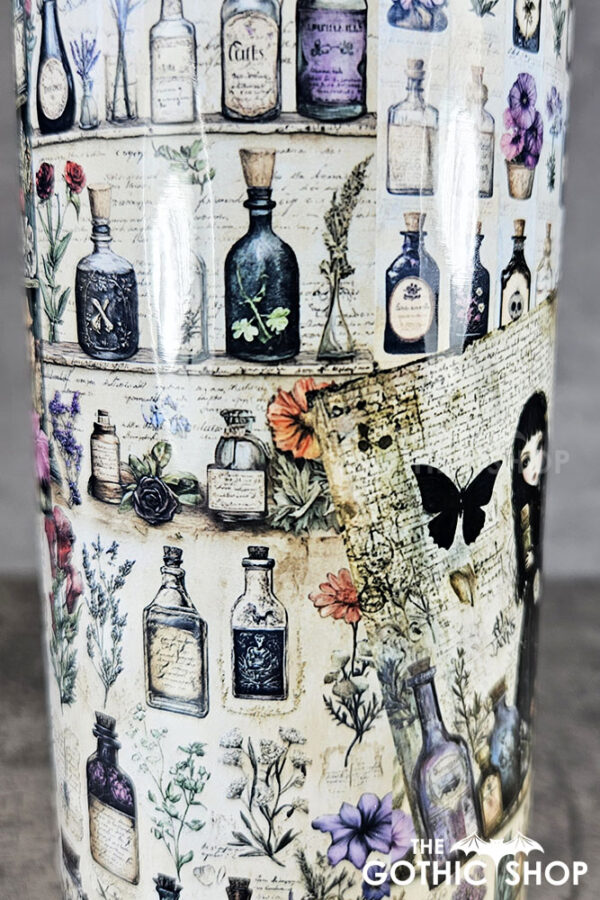 witch's apothecary potions & flowers light 20oz straight gothic tumbler