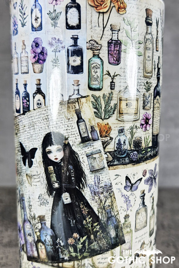 witch's apothecary potions & flowers light 20oz straight gothic tumbler
