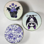 purple berry bat cupcakes & stars round tin