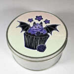 purple berry bat cupcakes & stars round tin