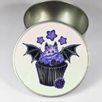 purple berry bat cupcakes & stars round tin