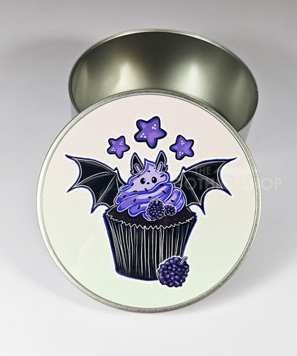 purple berry bat cupcakes & stars round tin