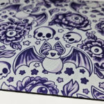spooky porcelain purple bats & flowers gothic mouse mat