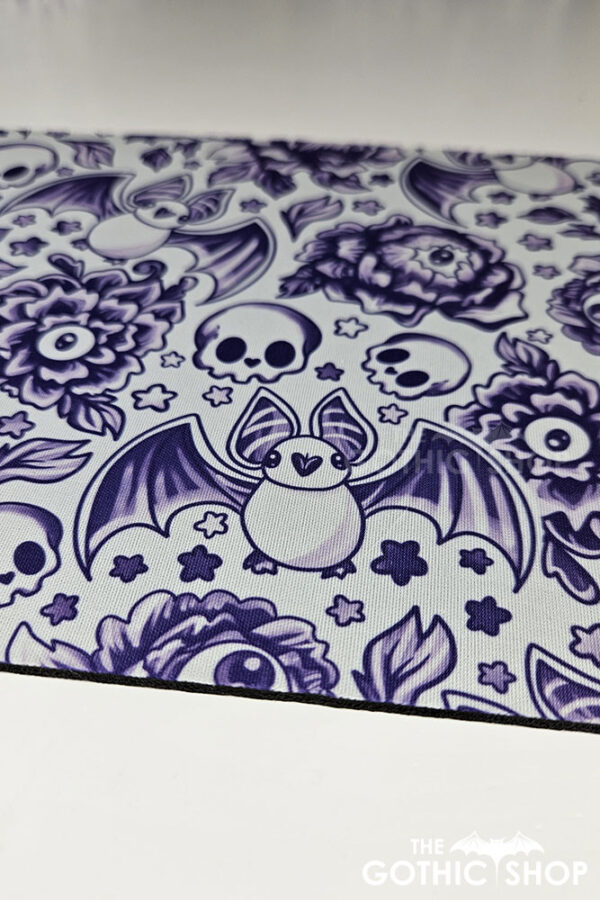 spooky porcelain purple bats & flowers gothic mouse mat