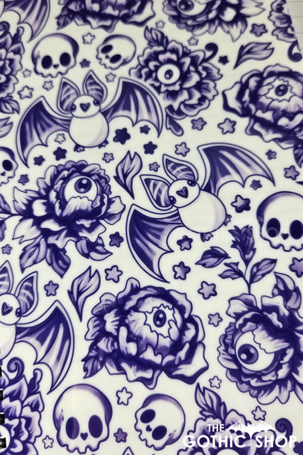 spooky porcelain purple bats & flowers gothic a5 notebook journal