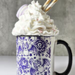 spooky porcelain purple bats & flowers gothic mug gift
