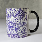 spooky porcelain purple bats & flowers gothic mug gift