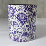 spooky porcelain purple bats & flowers gothic mug gift