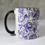 spooky porcelain purple bats & flowers gothic mug gift