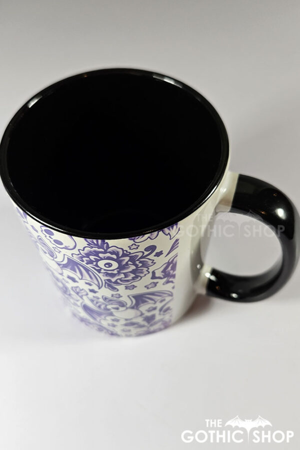 spooky porcelain purple bats & flowers gothic mug gift