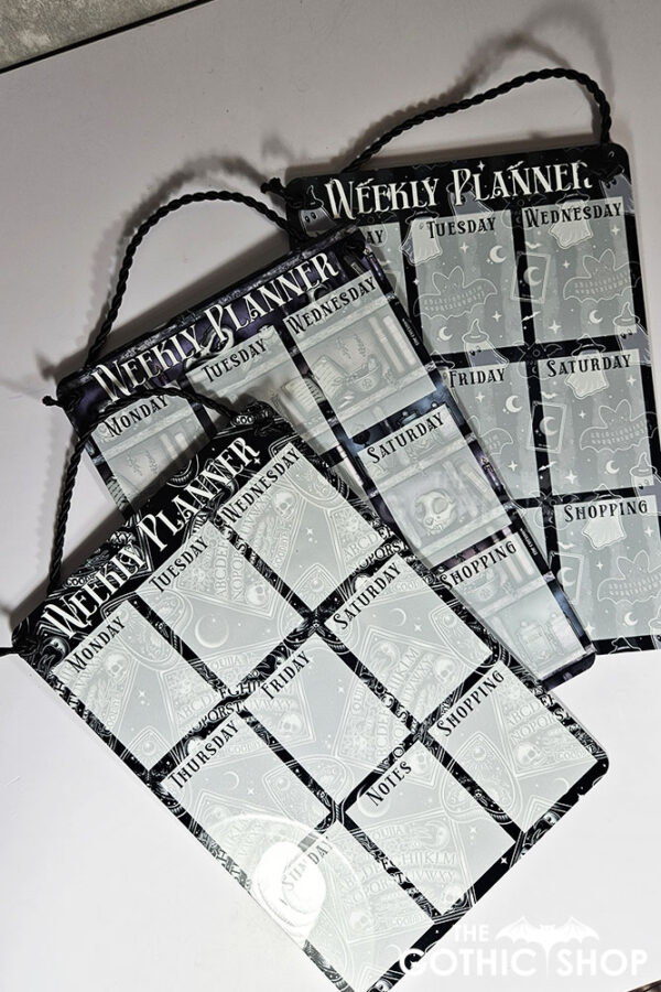 kawaii witchy ghosties ouija bats grey stripe planner whiteboard metal sign