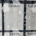 kawaii witchy ghosties ouija bats grey stripe planner whiteboard metal sign
