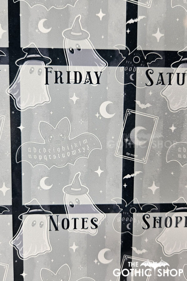 kawaii witchy ghosties ouija bats grey stripe planner whiteboard metal sign