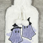 kawaii witchy ghosties & stars hot water bottle with plush cover