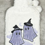 kawaii witchy ghosties & stars hot water bottle with plush cover