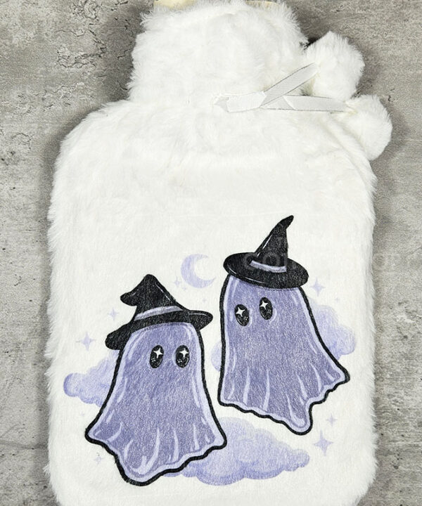 kawaii witchy ghosties & stars hot water bottle with plush cover