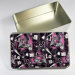 sew magical bright pink stripe gothic keepsake rectangular tin