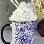spooky porcelain purple bats & flowers gothic mug