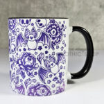 spooky porcelain purple bats & flowers gothic mug