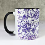 spooky porcelain purple bats & flowers gothic mug