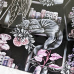 cottagecore grey tabby cat coffin bookshelves bookish glass chopping board or worktop protector