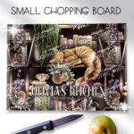 cottagecore grey tabby cat coffin bookshelves bookish glass chopping board or worktop protector