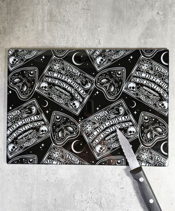 ouija spirit board & planchettes glass chopping board or worktop protector
