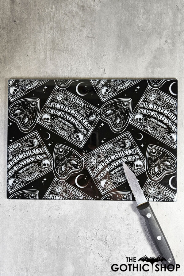 ouija spirit board & planchettes glass chopping board or worktop protector