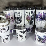 bleeding purple roses gothic print large 40oz tumbler stanley style cup