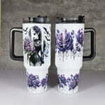 bleeding purple roses gothic print large 40oz tumbler stanley style cup