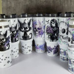 skull purple roses gothic print large 40oz tumbler stanley style cup second