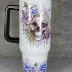 skull purple roses gothic print large 40oz tumbler stanley style cup second