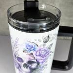 skull purple roses gothic print large 40oz tumbler stanley style cup second