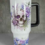 skull purple roses gothic print large 40oz tumbler stanley style cup second