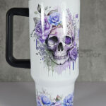 skull purple roses gothic print large 40oz tumbler stanley style cup second