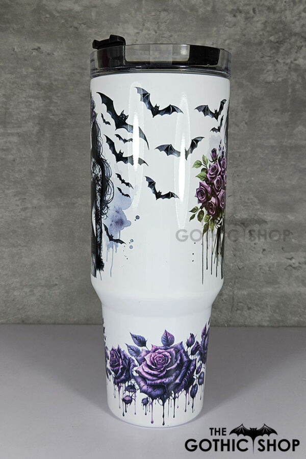 goth lady purple roses gothic large 40oz tumbler stanley style cup