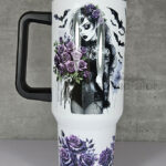 goth lady purple roses gothic large 40oz tumbler stanley style cup
