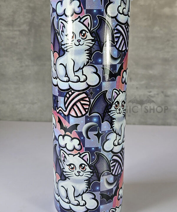 batcat on clouds shimmer 20oz straight tumbler