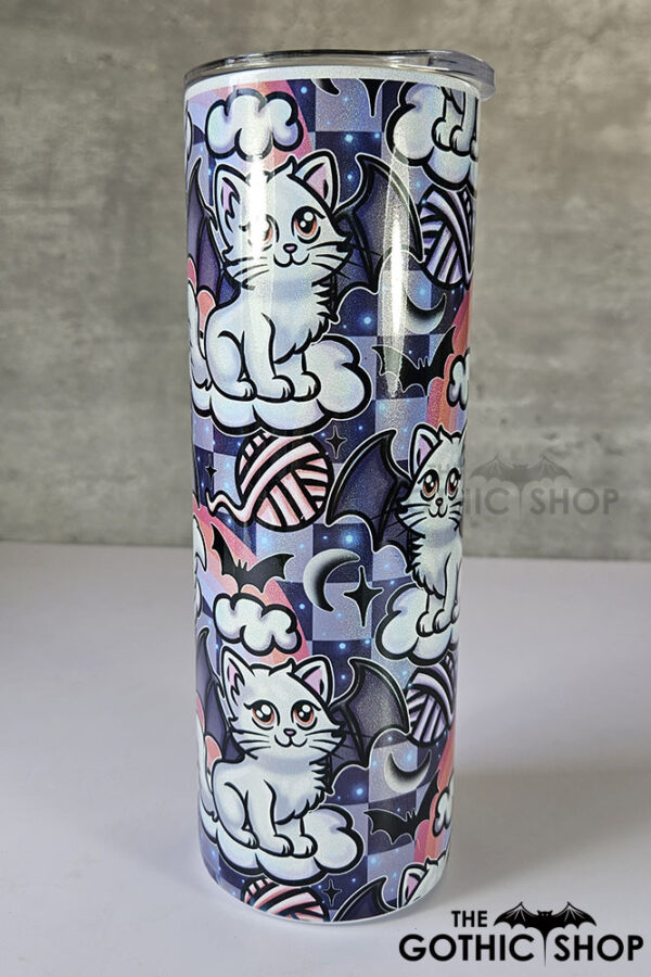 batcat on clouds shimmer 20oz straight tumbler