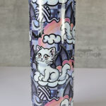 batcat on clouds shimmer 20oz straight tumbler