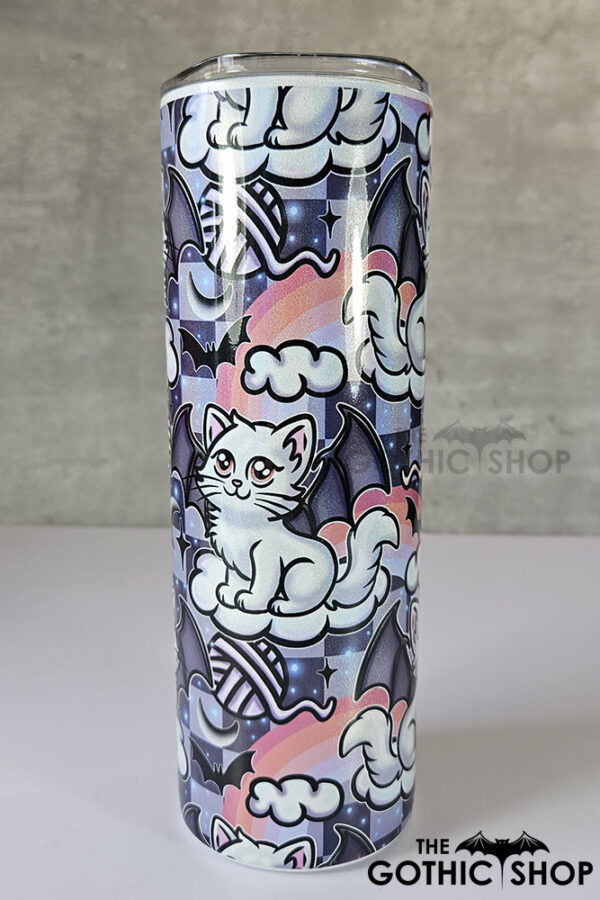 batcat on clouds shimmer 20oz straight tumbler