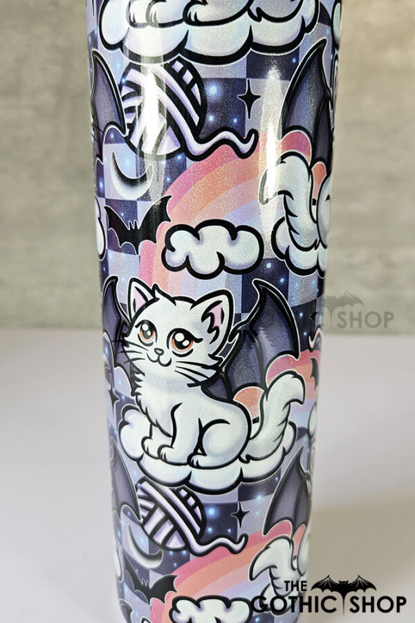 batcat on clouds shimmer 20oz straight tumbler