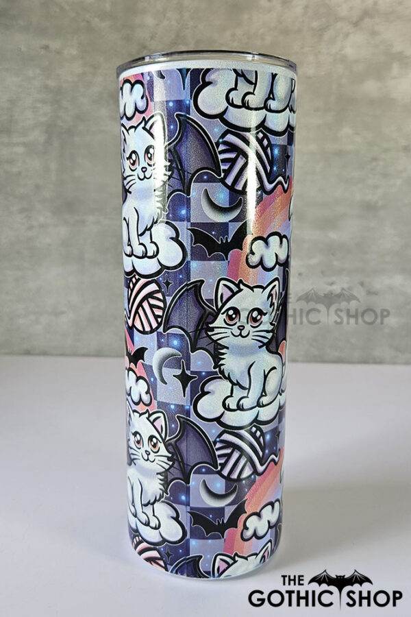 batcat on clouds shimmer 20oz straight tumbler