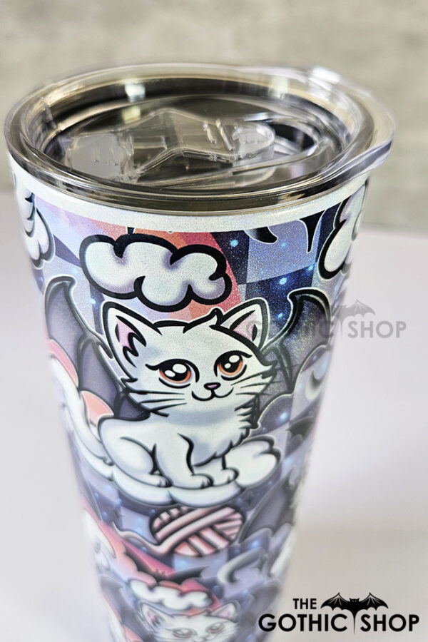 batcat on clouds shimmer 20oz straight tumbler